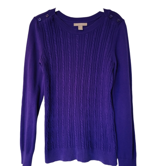Banana Republic Sweaters - Banana Republic like new violet purple cable knit women's size medium sweater
